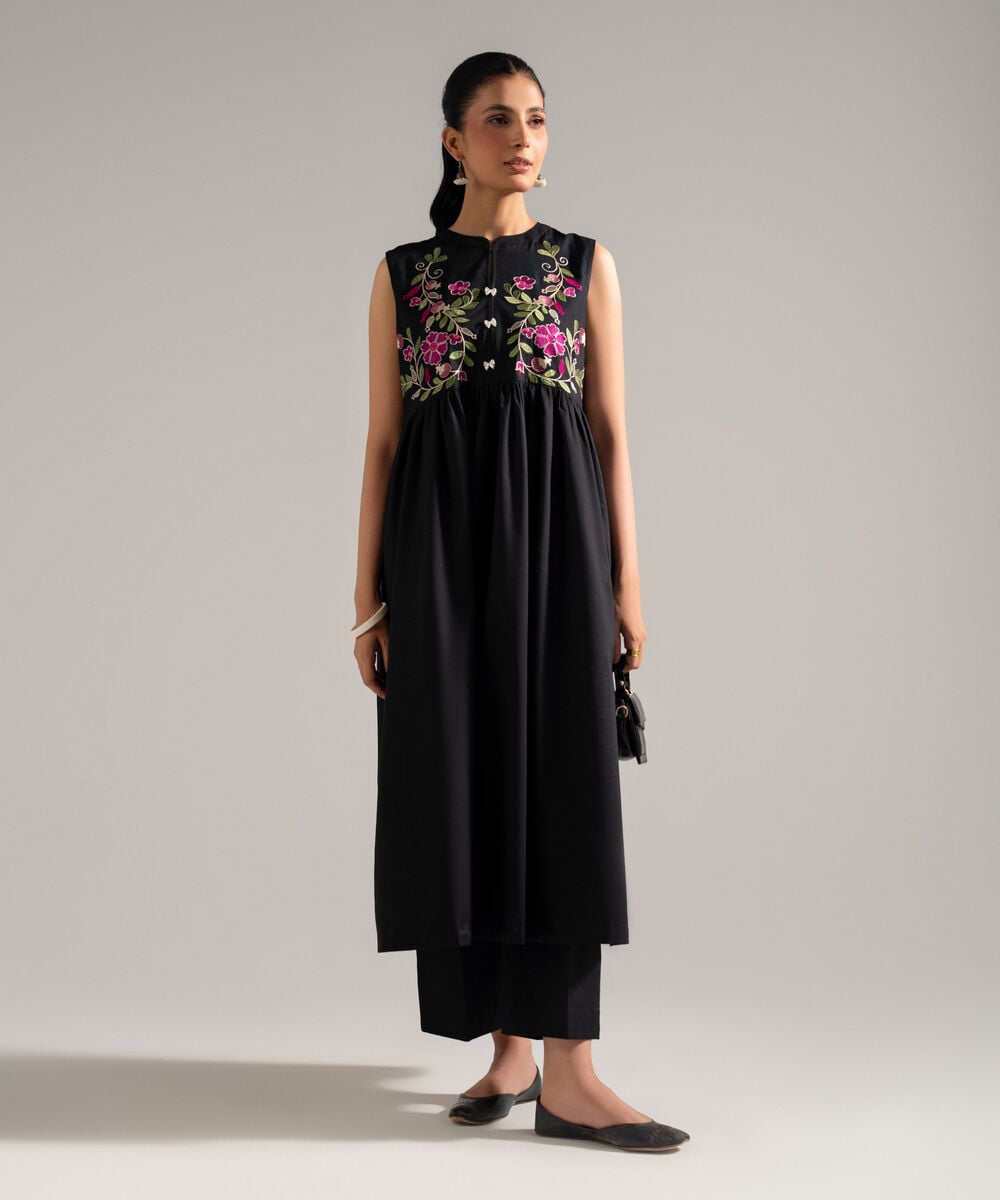 Embroidered Dobby Dress — Sapphire