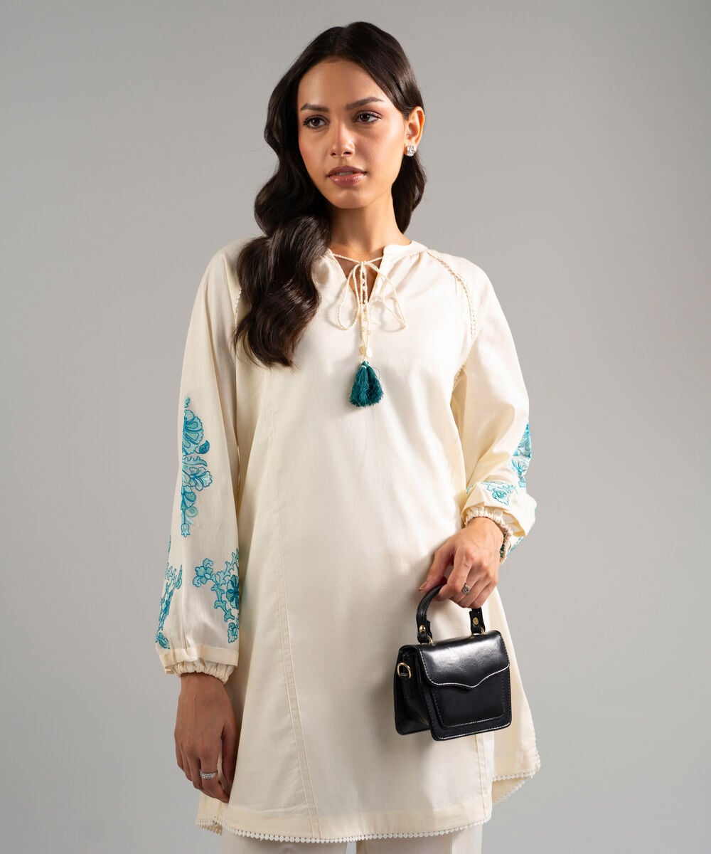 Embroidered Dobby Shirt — Sapphire