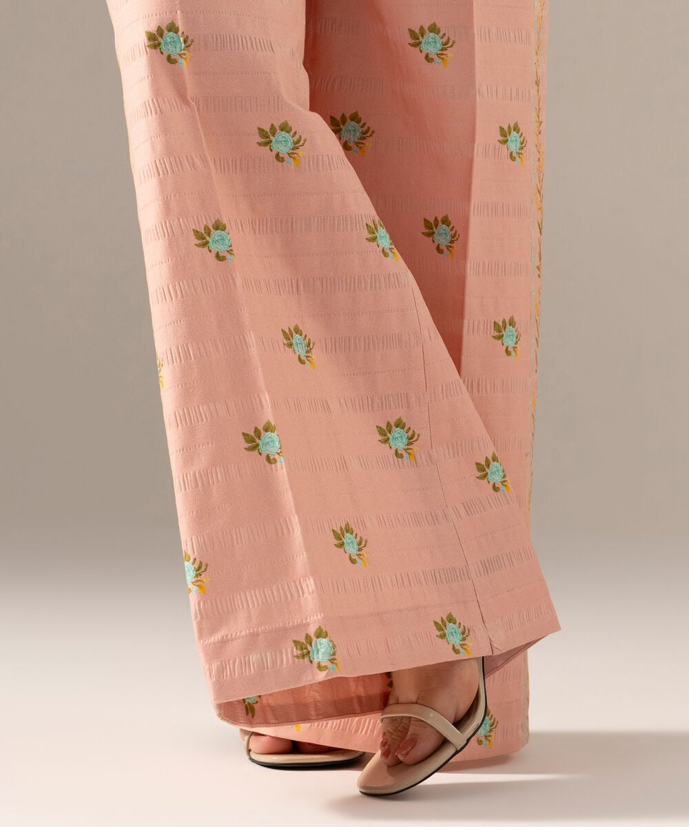 Printed Seersucker Flared Pants โ Sapphire view 3
