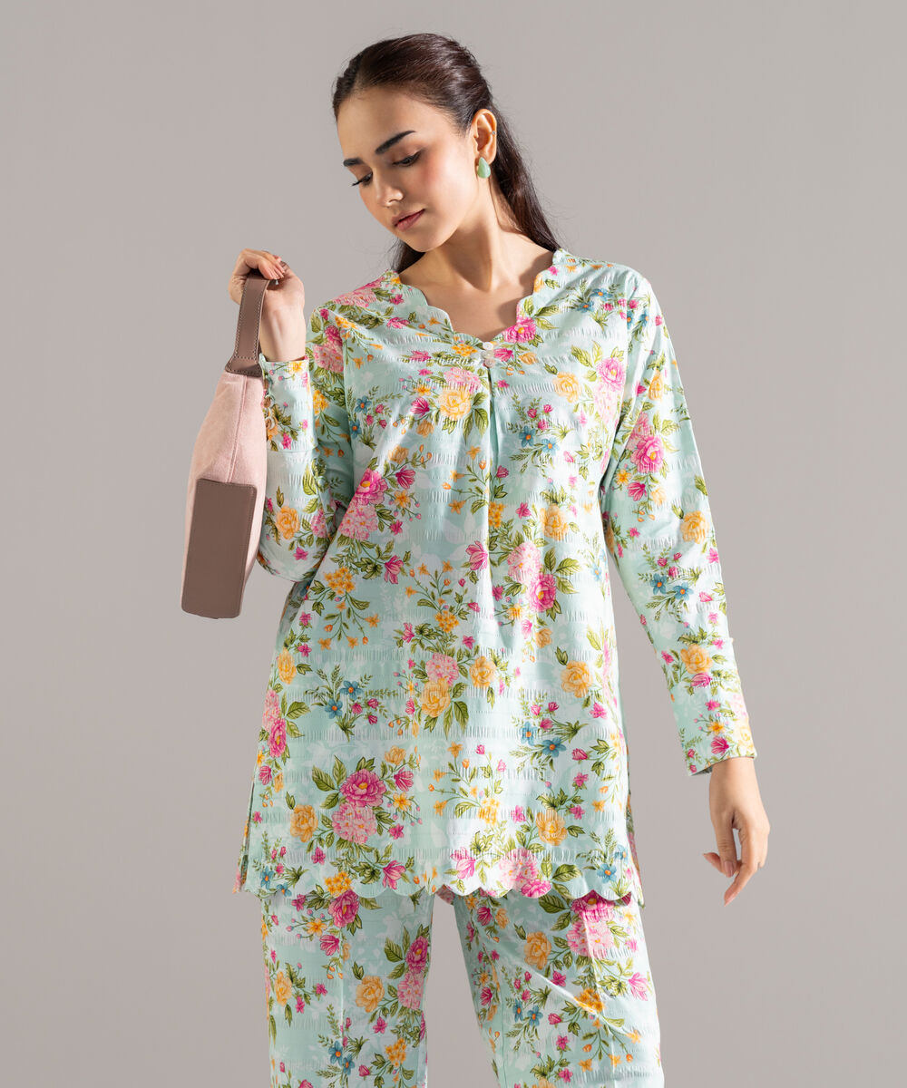 Printed Seersucker Shirt โ Sapphire view 3