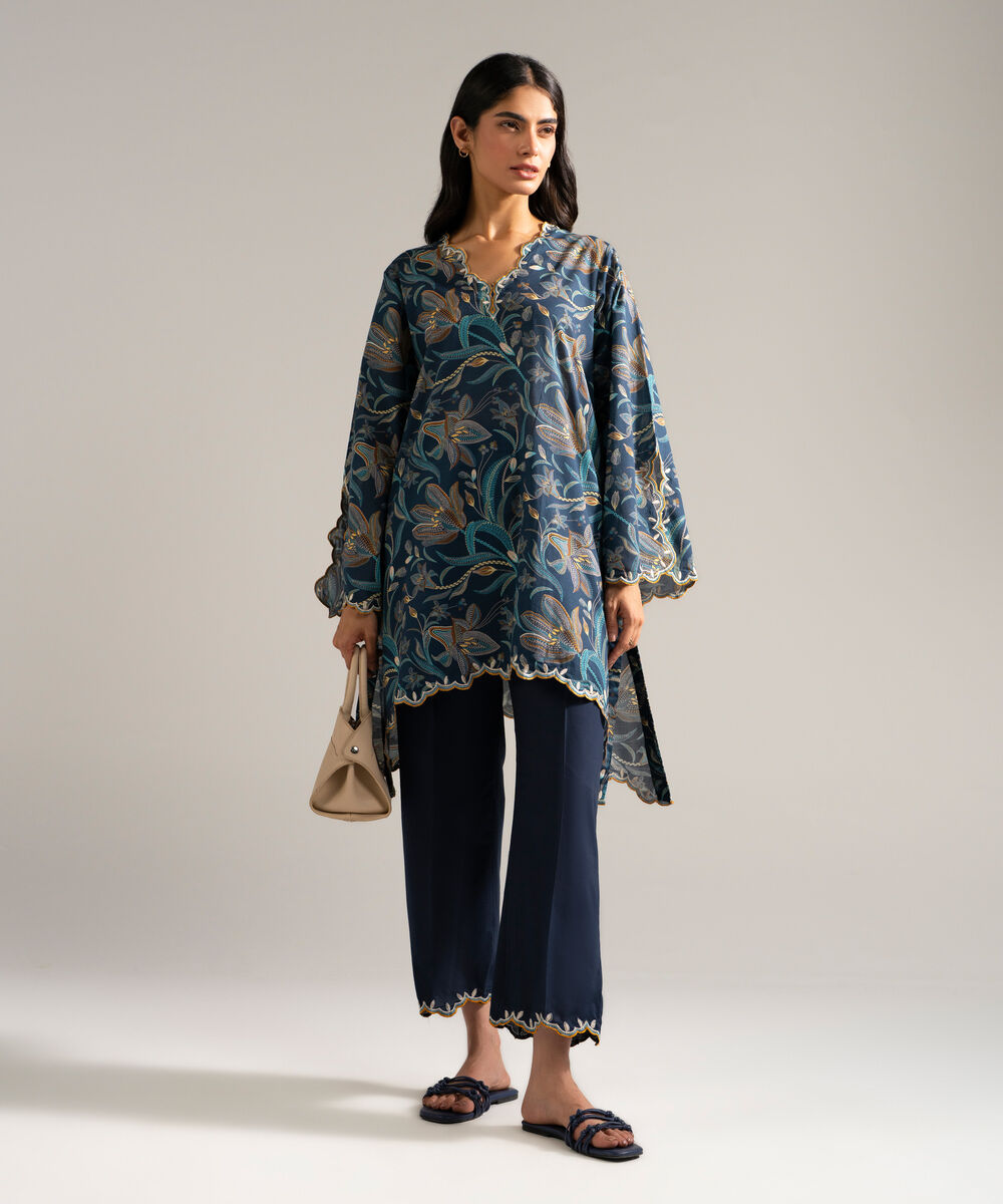 2 Piece - Embroidered Lawn Suit — Sapphire