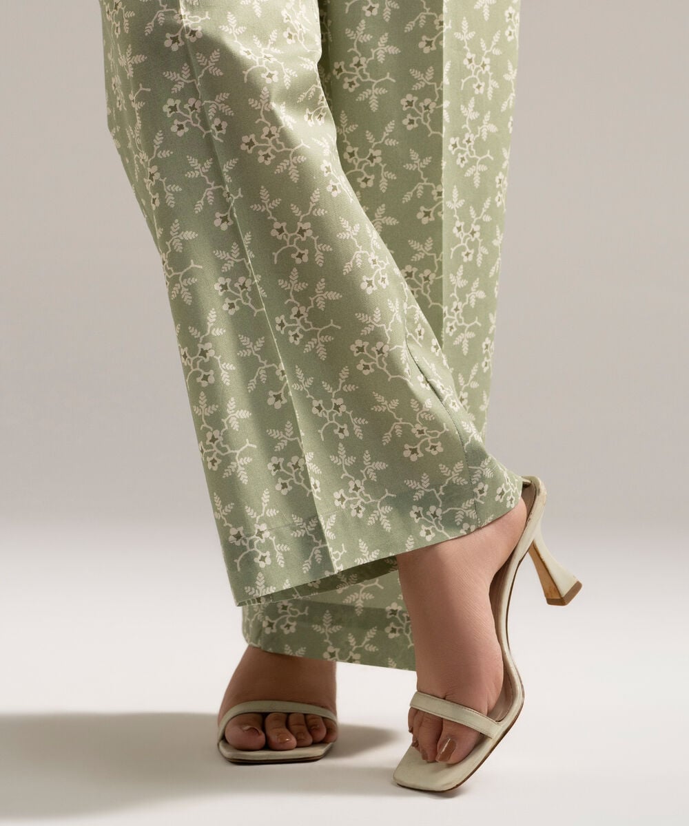 Printed Cambric Straight Pants — Sapphire