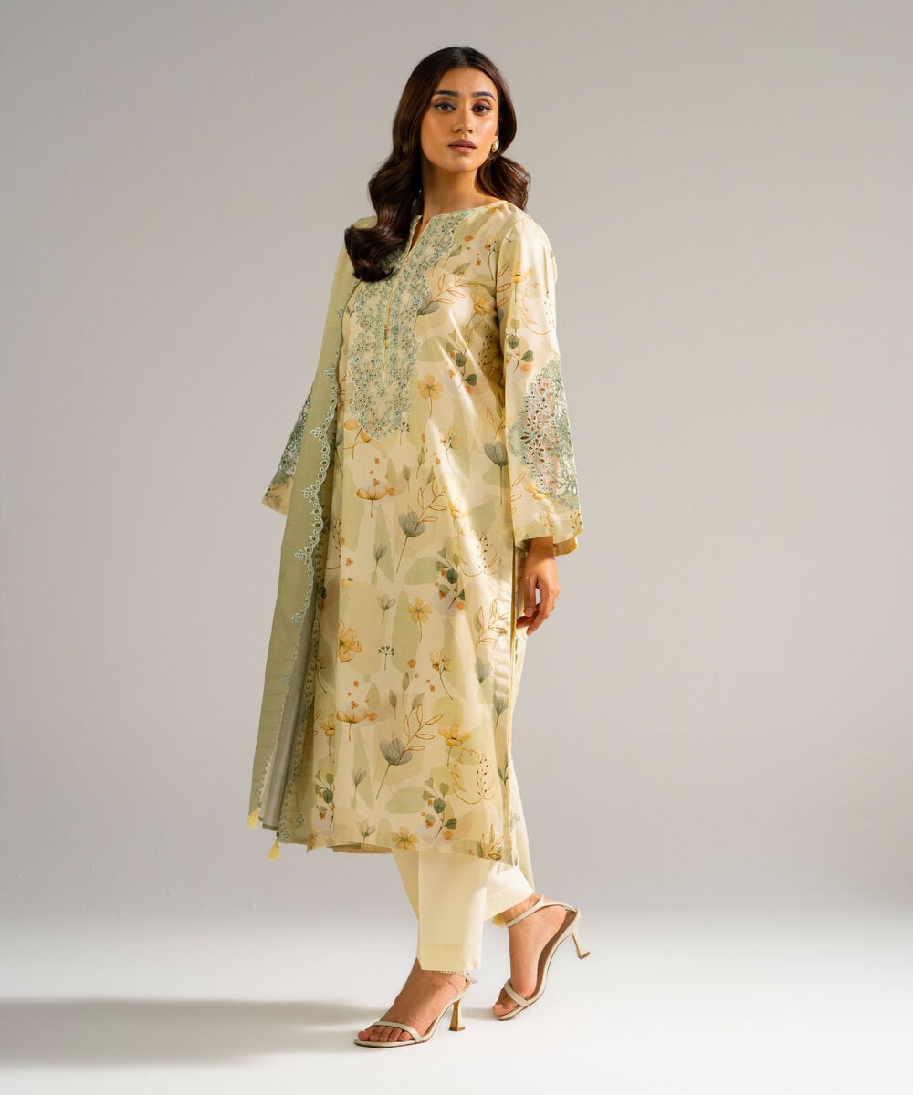 3 Piece - Embroidered Zari Lawn Suit โ Sapphire view 3