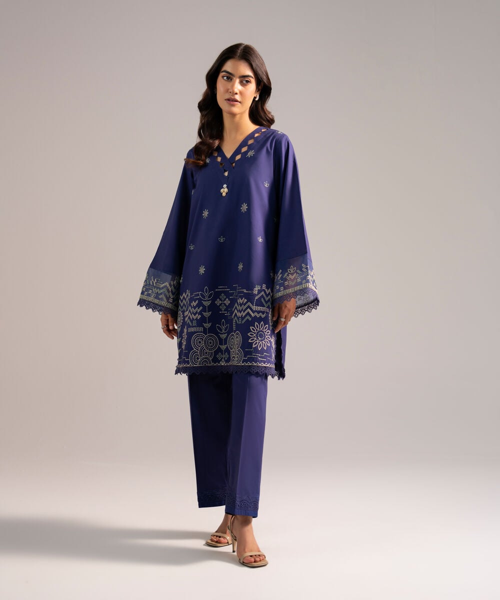 Embroidered Cambric Shirt — Sapphire
