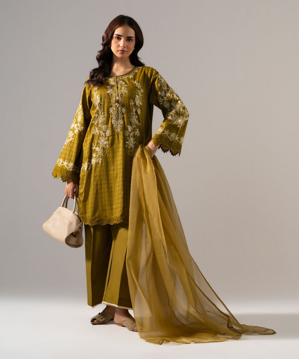 3 Piece - Embroidered Dobby Suit โ Sapphire view 3