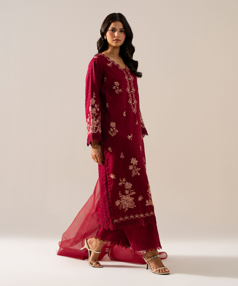 3 Piece - Embroidered Dobby Suit โ Sapphire view 3